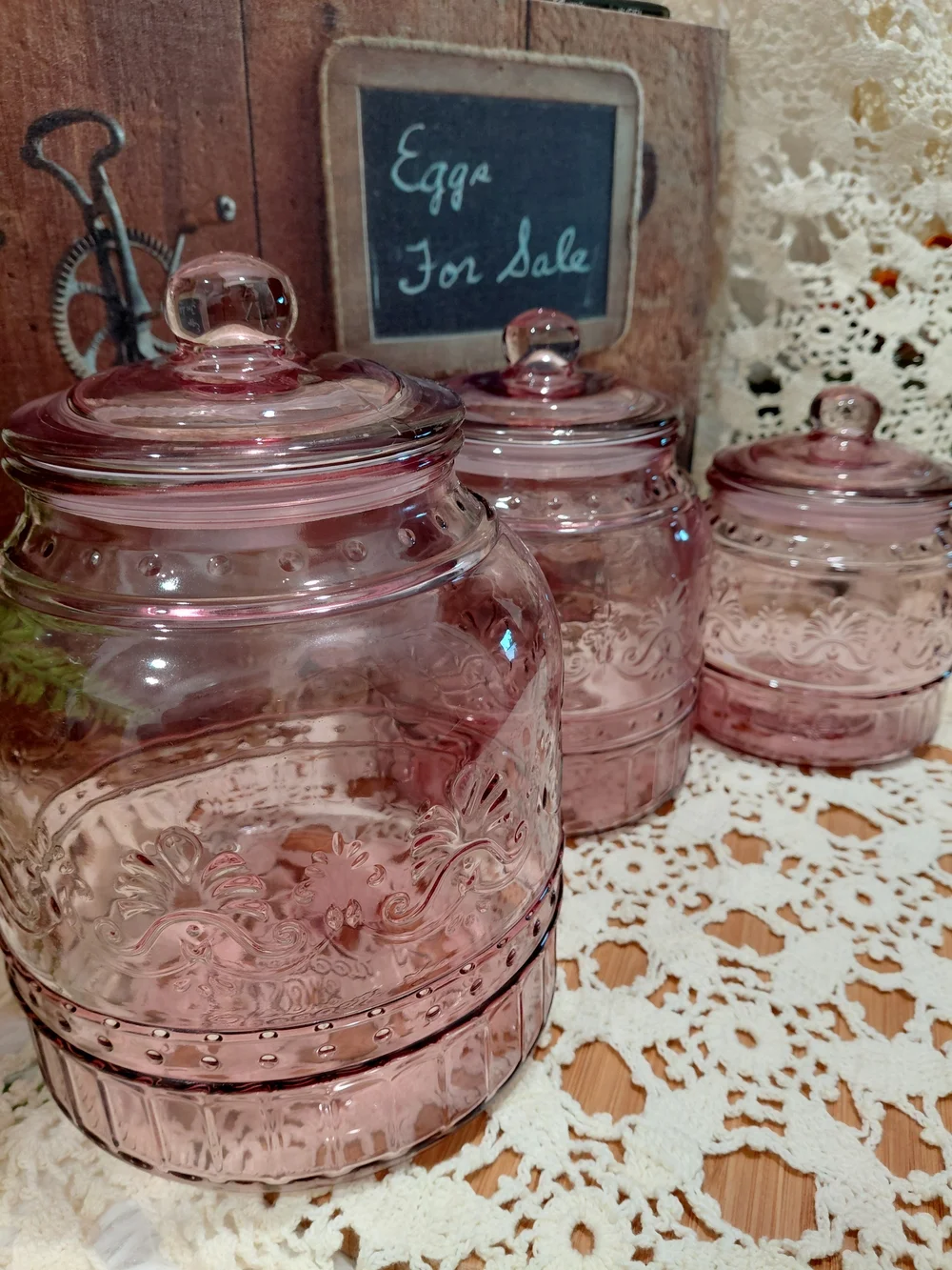 The Pioneer Woman Pink Embossed Glass Storage Canister with Lid